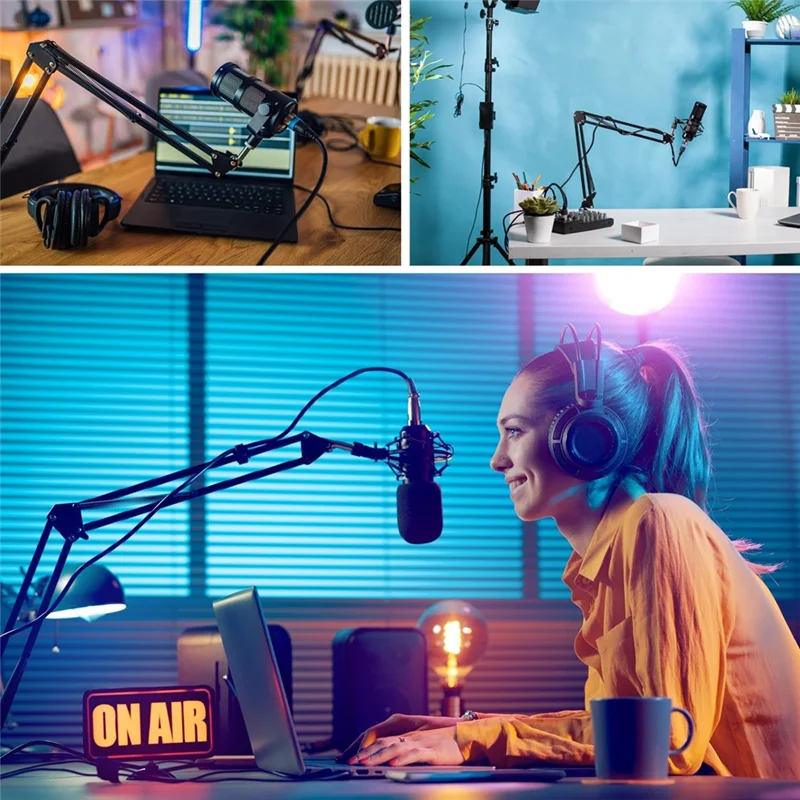 

ABUE-Microphone Arm, Microphone Stand Desktop Stand, Adjustable Suspension Boom Arm For Podcast Game Recording Easy To Use