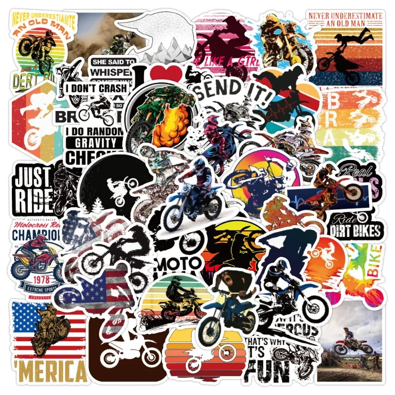 50Pcs Non-repetitive Moonlit Night Motorcycle Graffiti Cool Stickers for Decorating Phone Cases, Luggage, and Computers