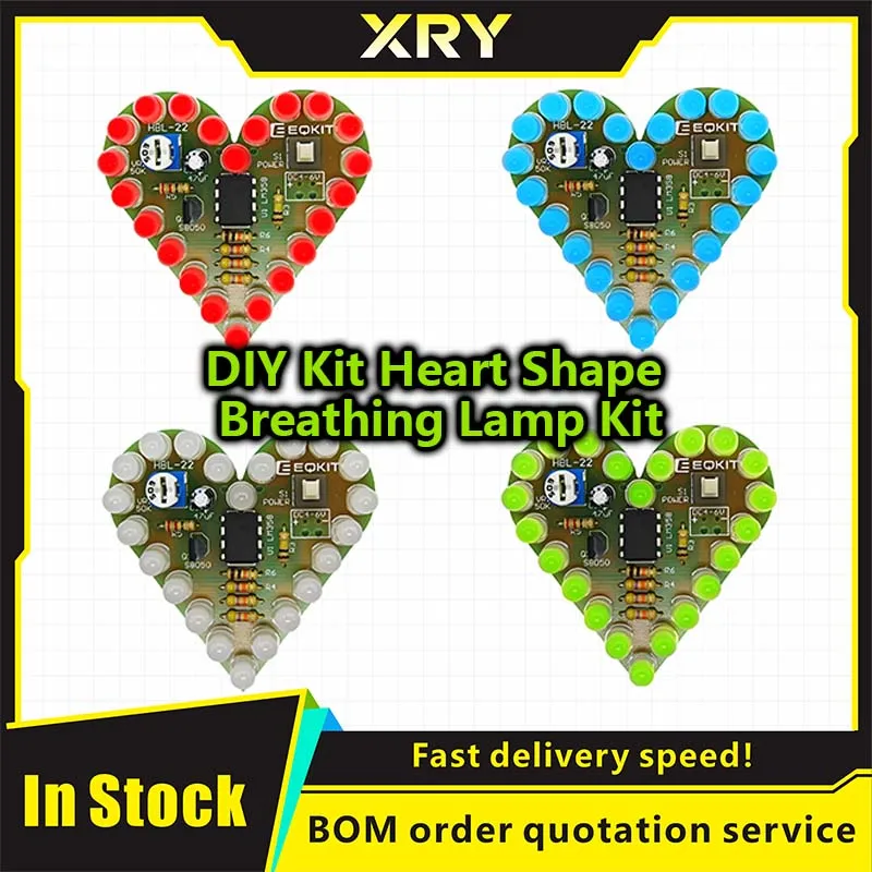 DIY Kit Heart Shape Breathing Lamp Kit Breathing LED Suite Red White Blue Green Electronic Production for Learning laboratory