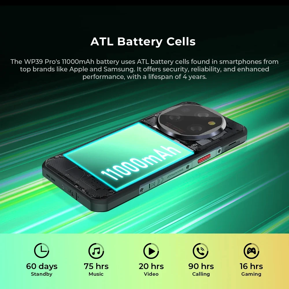 Oukitel WP39 PRO 5G Rugged Smartphone 11000mAh Battery 6.6 Inch 2.4K 12GB+512GB Mobile Phones 64MP Cell Phone Android 14 NFC