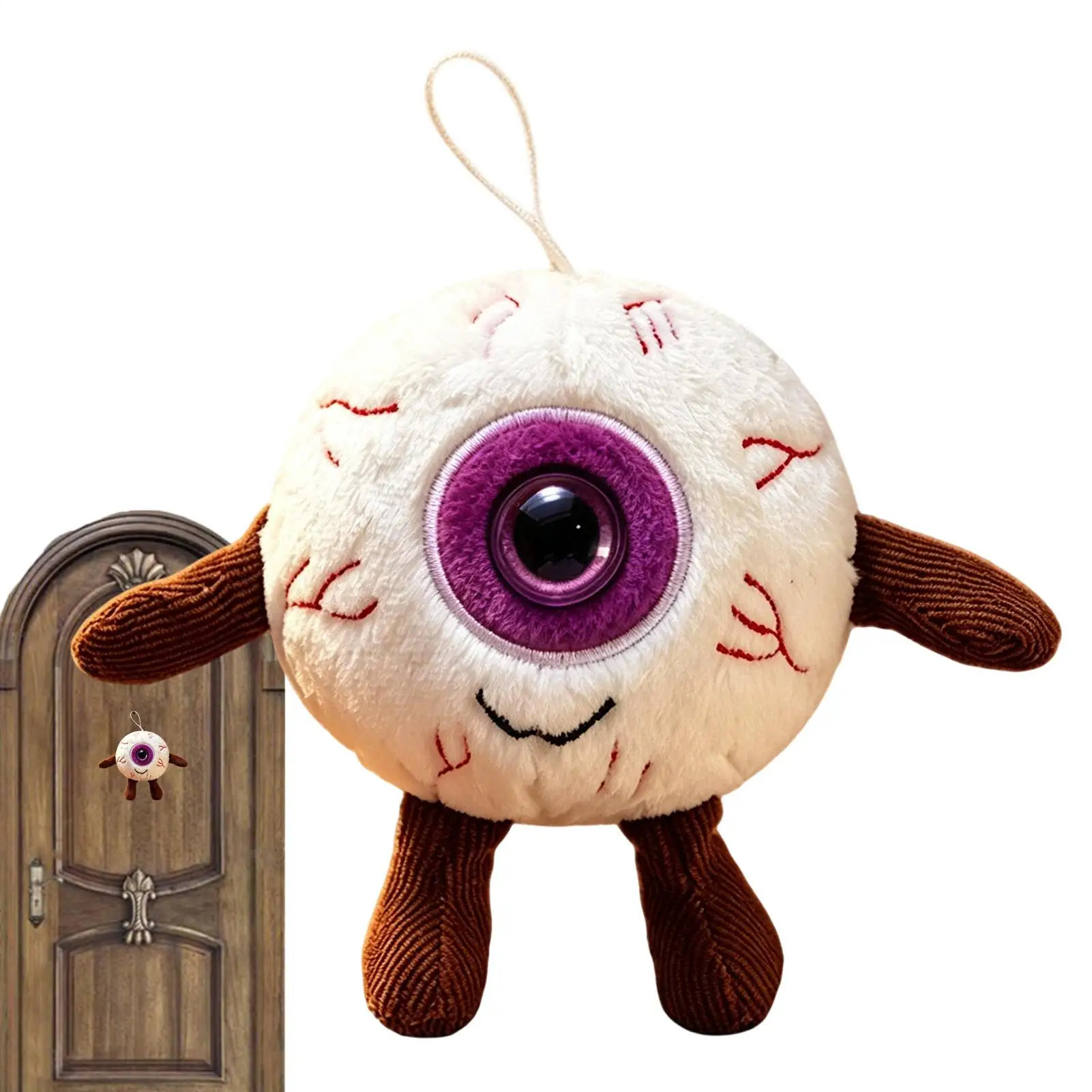 Horror Plush Keychain Soft Cute Scary Eyeball Pendant Decoration Halloween Purse Charm for Car Keys Mobile Phones Cameras Bags
