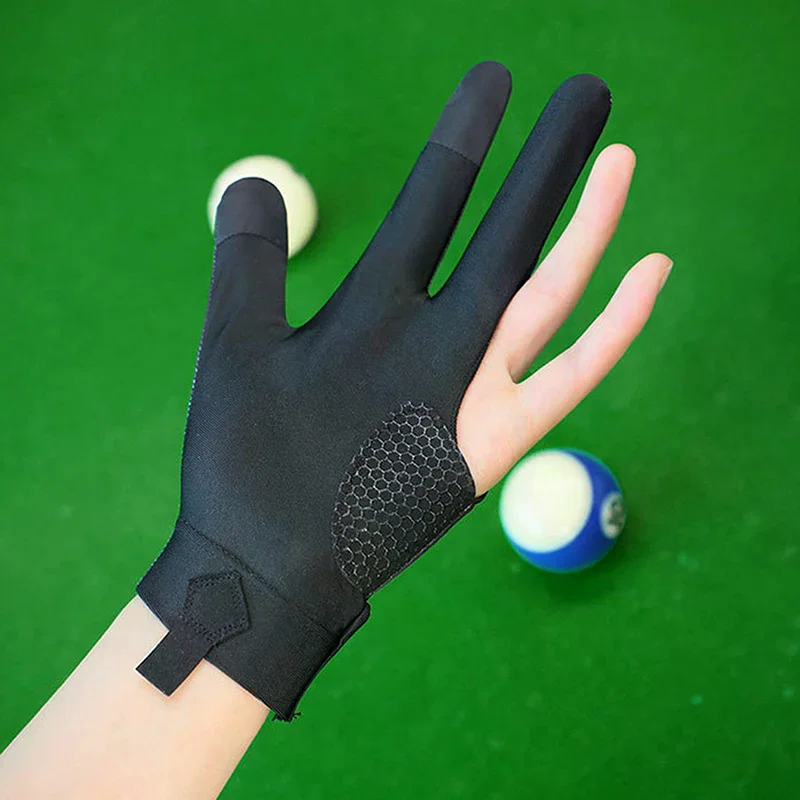 Fotografia 5: Luva de Bilhar para Mão Esquerda com Três Dedos, Luva de Snooker Antiderrapante, Luvas de Treinamento de Bilhar com Elasticidade