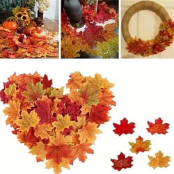 100pcs foglie di acero artificiale foglie finte autunnali simulazione foglia foto puntelli decorazione di Halloween