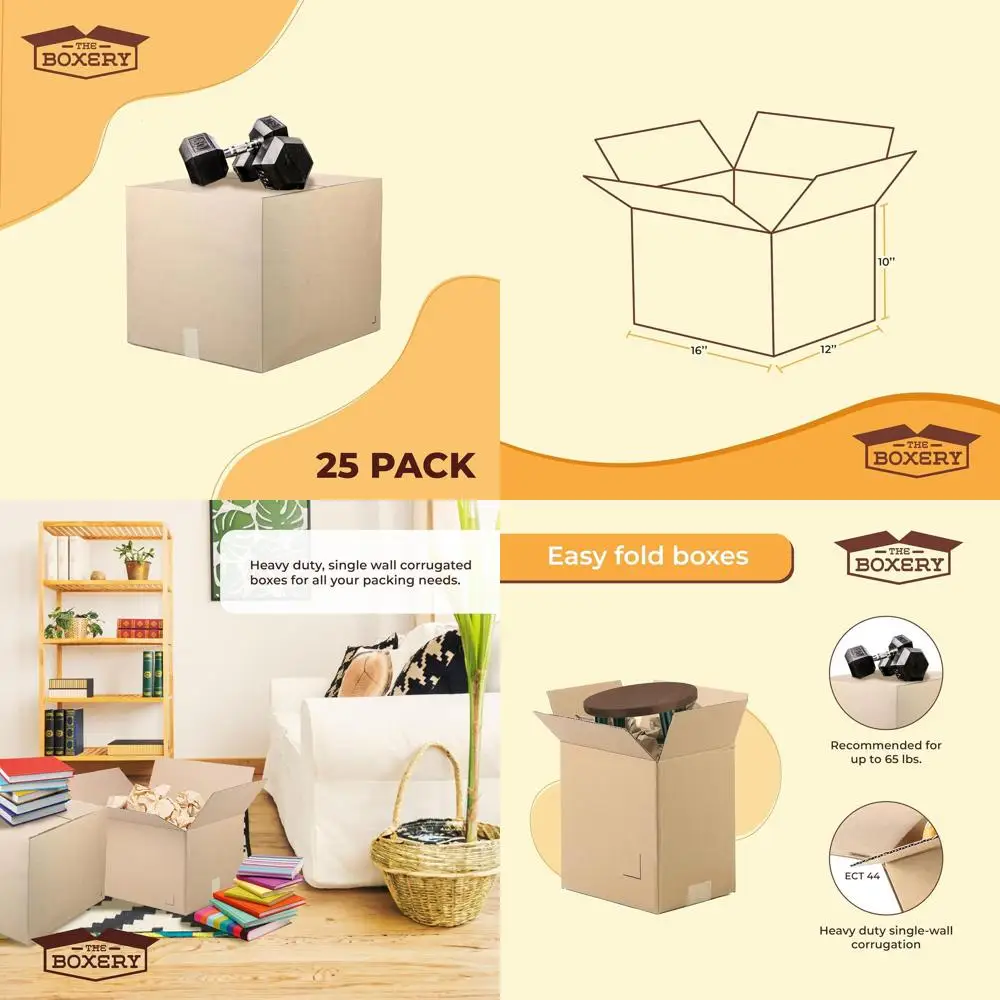 25-Pack Durable Large Book Storage Boxes, 16x12x10 Inches