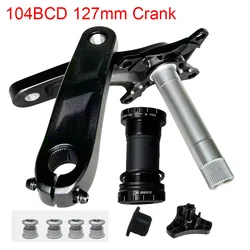 127mm 104BCD Children's Bike Crankset Kid's Bicycle Hollow Integrated MTB Crank Arm Wide Narrow Tooth 30/32/34/36/38T Chainwheel
