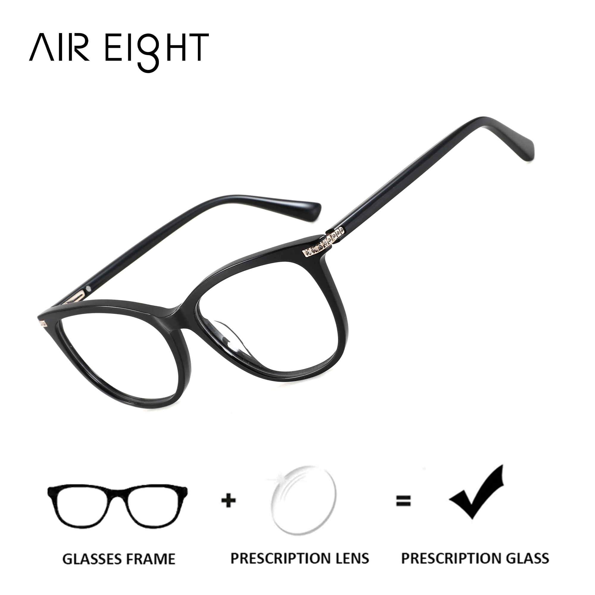 aireight（mサイズ）アセテートバタフライ型女性用遠近両用メガネ-近視用光学デザイナーズ眼鏡