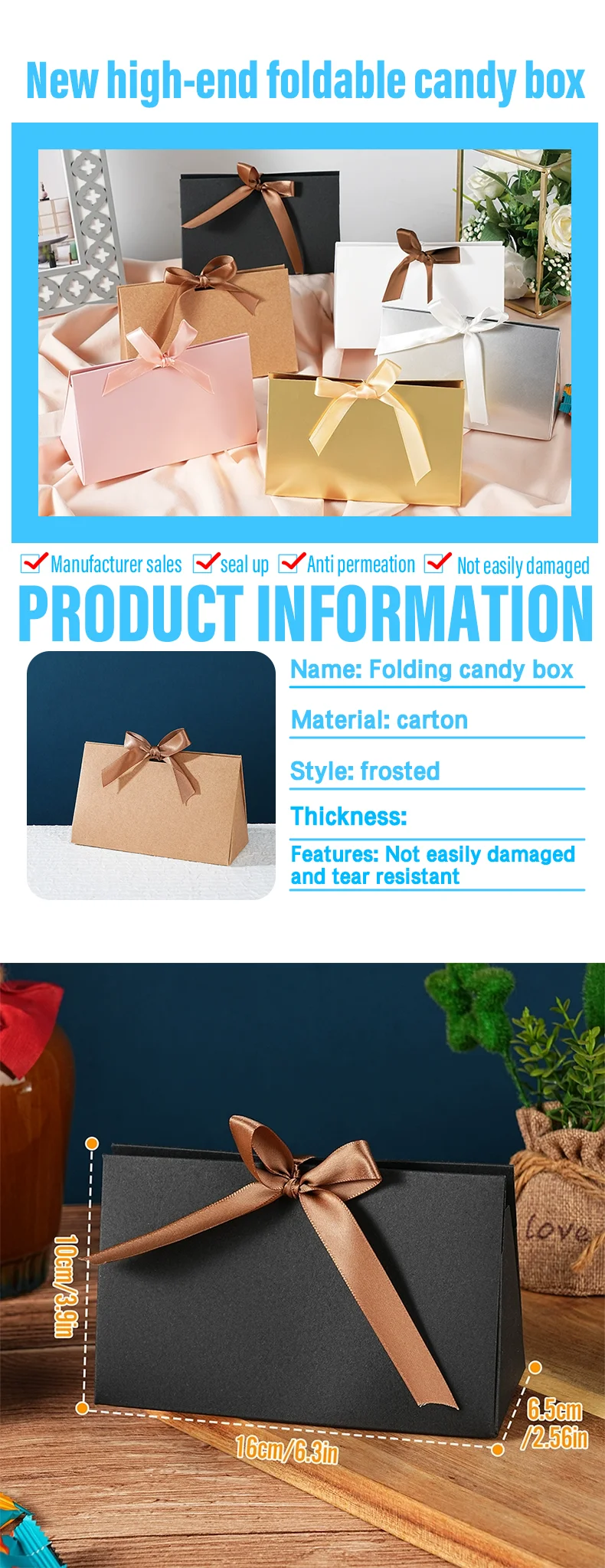 20 Stück Hochwertige Faltbare Geschenkboxen für Hochzeiten, Weihnachten, Geburtstagsfeiern, Mystery-Boxen mit Individuell Bedrucktem Logo – Detail 2