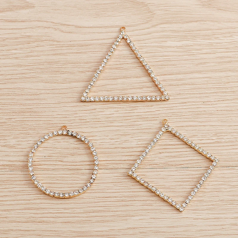 Tusember 5 Stück Kristall-Dreieck-Rund-Quadrat-Anhänger für Schmuckherstellung DIY Halskette Ohrringe Armband Handgemachtes Zubehör – Detail 6