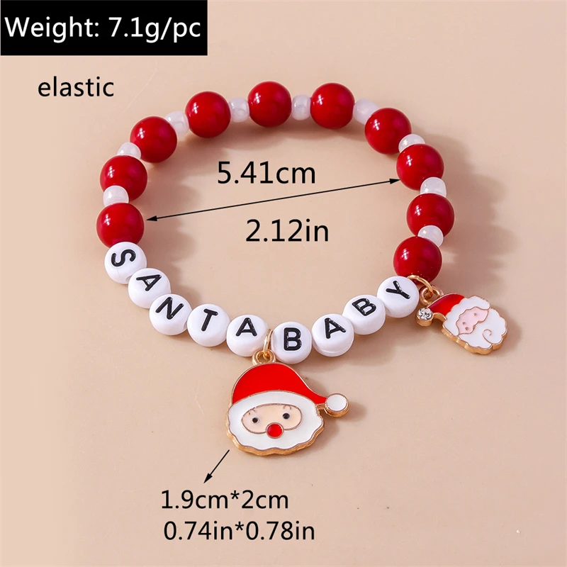 Modisches handgefertigtes Perlenarmband für Damen, Weihnachtsbaum-, Hirsch- und Glockenanhänger, Armband für Mädchen, Freundschaft, Party, Festival, Schmuck, Geschenke – Detail 5