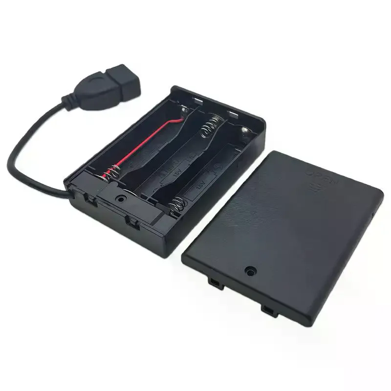 1/4Pcs USB Mini Power Supply Battery Box With Cover And Switch 3 X AA USB Battery Box For 4.5V LED Strip Lights
