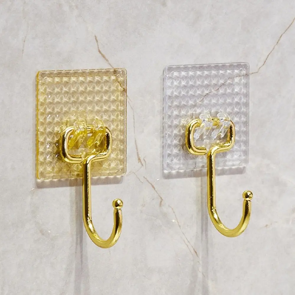 Multi-Purpose Plastic Wall Hook Crystal Surface Traceless Sticky Hooks No Punch Wall Mounted Key Storage Holder Bedroom