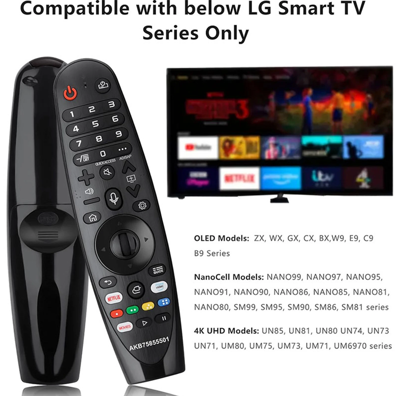 جهاز تحكم LG Magic Remote البديل - جهاز تحكم عن بعد عالمي لأجهزة تلفزيون LG الذكية (بدون صوت)