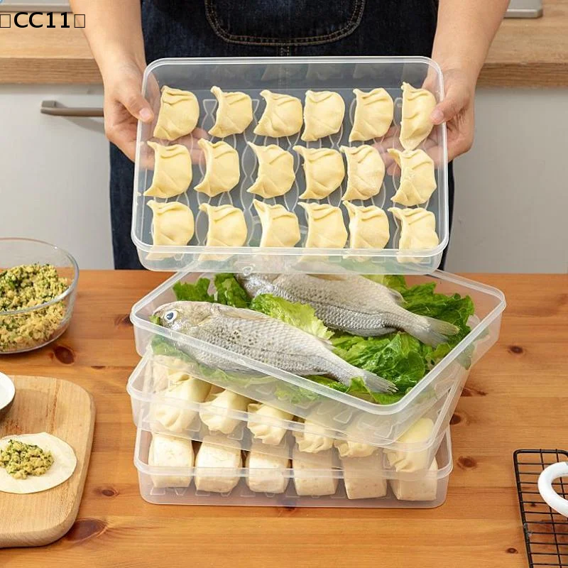 Food Egg Crisper Box Refrigerator Dumpling Box Wonton Fresh-Keeping Organizers Quick Freezing Refrigerator Storage〔CC11〕