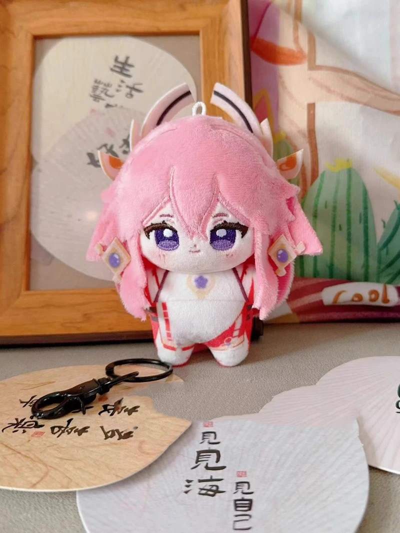 10 CM Anime juego GS impacto Cosplay Yae Miko Kamisato Ayaka Raiden Shogun Sangonomiya Kokomi mochila de felpa colgante llavero