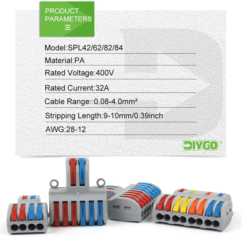 SPL42/62/82/102 Electrical Wire Conductor Connector Push-in Terminal Block Universal Cable Connection Home splitter Connectors