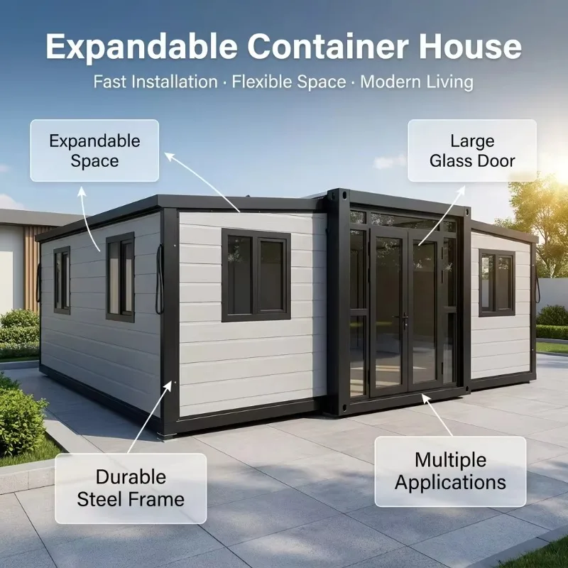 Foldable Expandable Container House 20ft Contemporary Prefab Outdoor Mobile Home with Kitchen and Bathroom Facilities