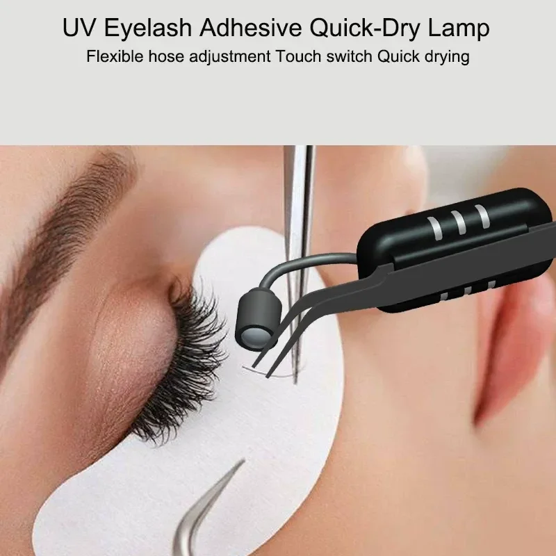 AL90 Mini Eyelash Light Wireless UV Glue Quick Curing Lamp Handheld Beauty Tool for Lash Extension with Tweezers Portable