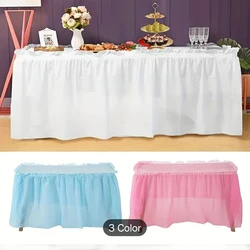 2pcs/set Disposable Table Skirt, PEVA Solid Color Tablecloth, Waterproof And Oil-proof, Holiday Party Wedding Hotel Decoration