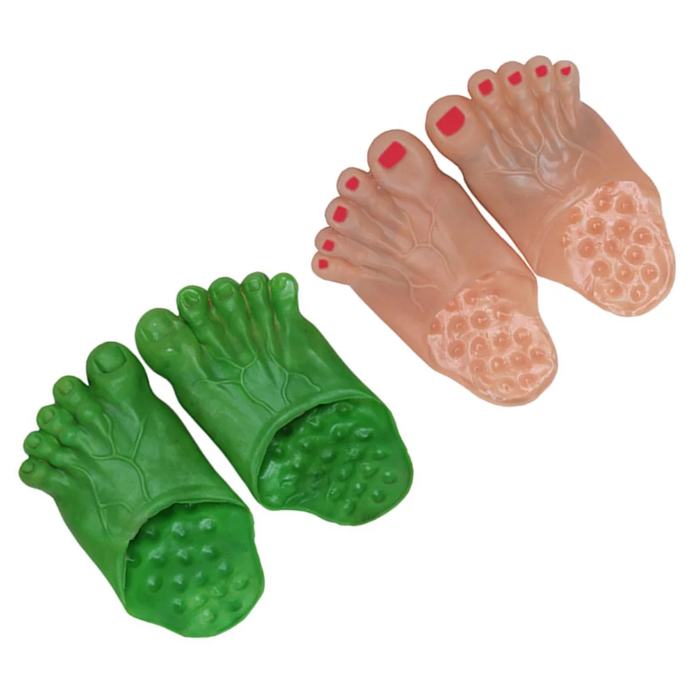 

2 пары тапочек в форме, реквизит для вечеринки на Хэллоуин, гигантские тапочки для ног, костюм для косплея, принадлежности для маскарада, зеленый цвет кожи