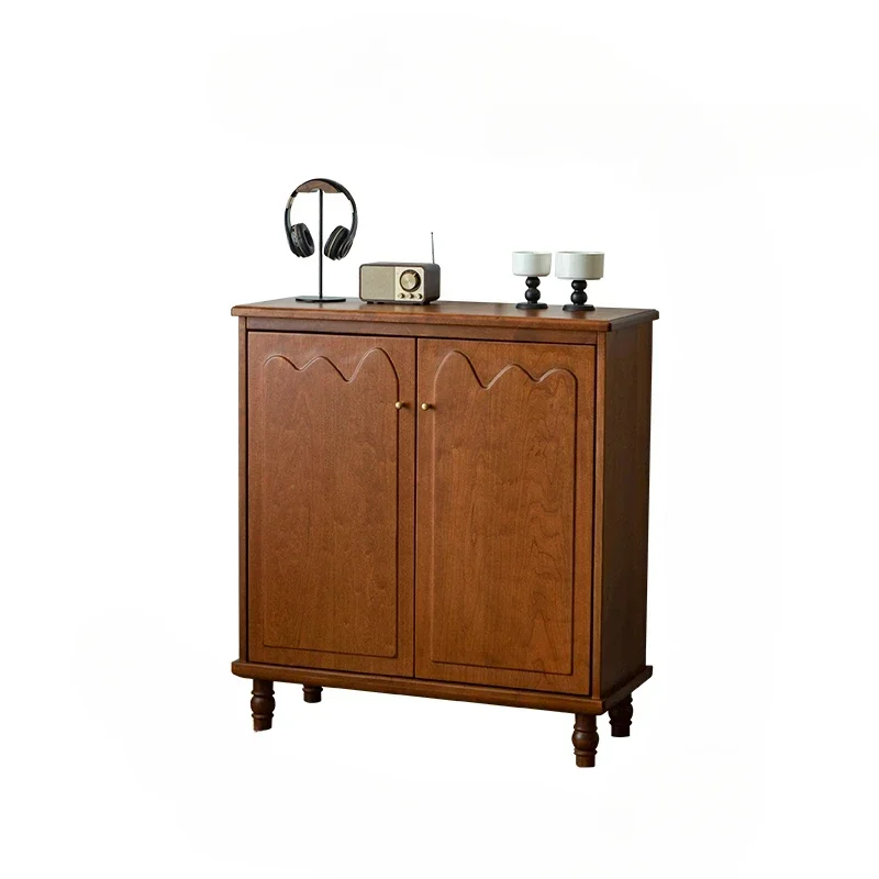 

Cherrywood Vintage Shoe Cabinet Home Mid-Ancient Storage Door Storage Solid Wood French Edge Hall Cabinet