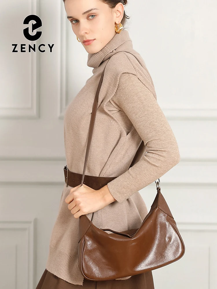 

Женская сумка Zency из вощеной кожи в стиле ретро, дизайнерская сумка через плечо, вместительная сумка-тоут