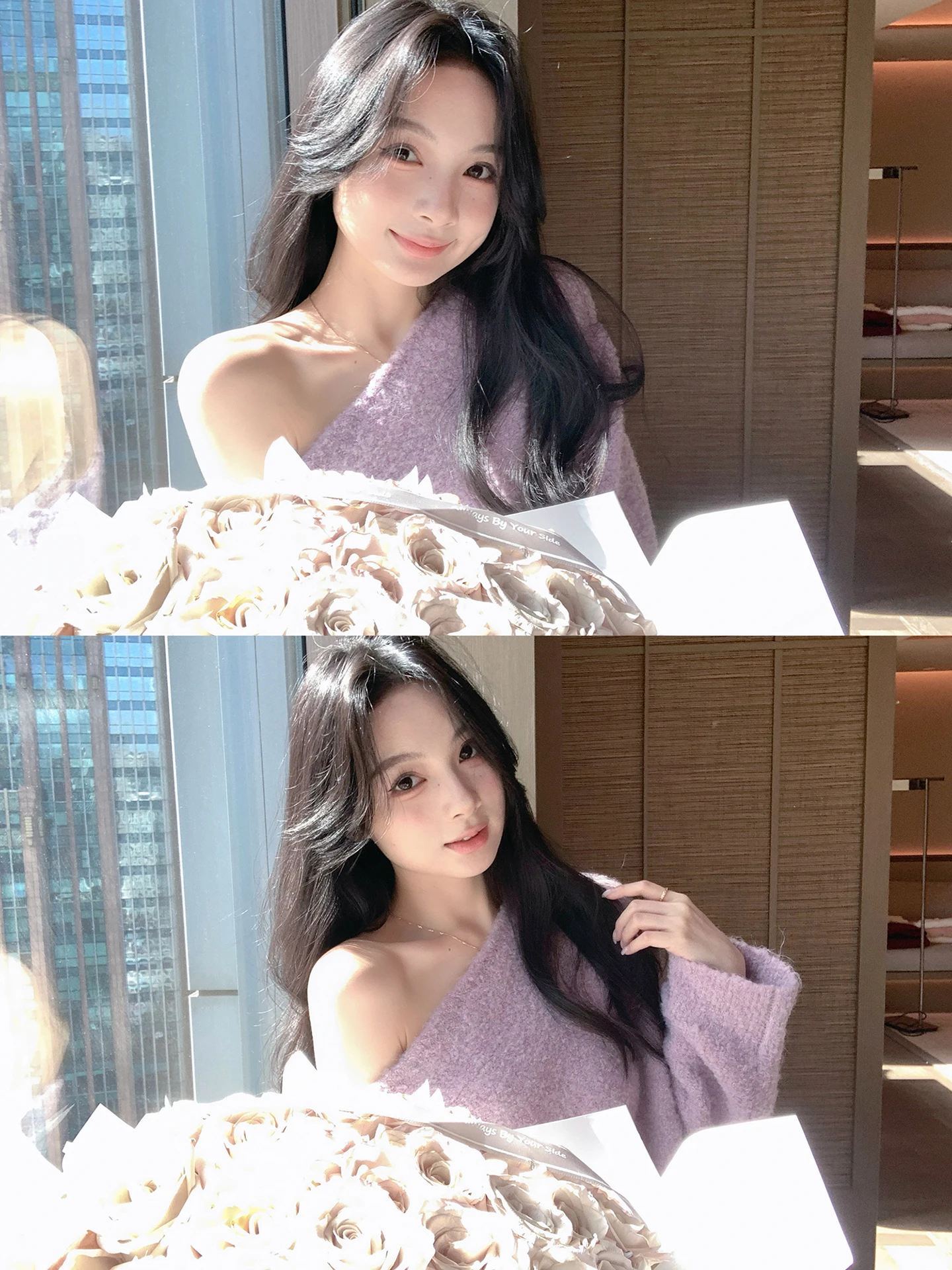 

ZhouYeye Women's oulder-Bared Knitwear Wool Blend Loose Slant oulder Top Sweet Sle Online Exclusive Winter 2025