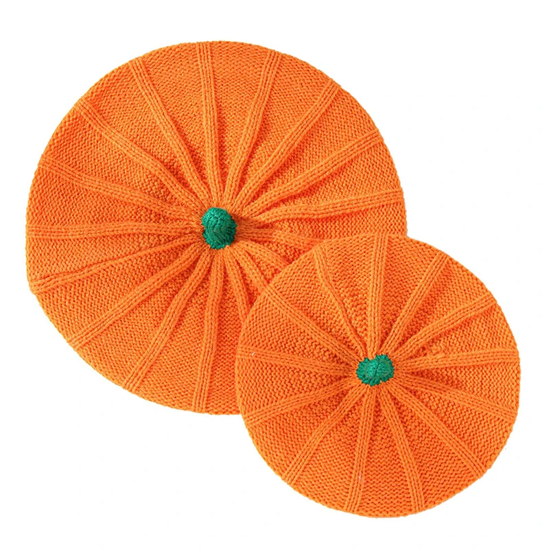 Béret Citrouille pour Parent et Enfant, Bonnet en Tricot au Poivre Chaud, Décoration de ixd'Halloween, Automne et Hiver