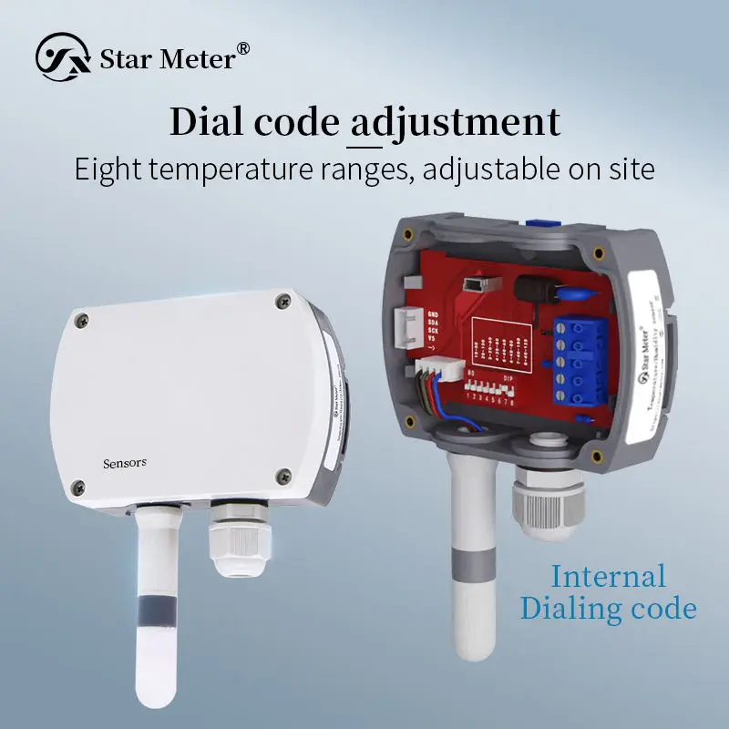 ABS IP65 Track Installation Patent Design LCD Display Wall-mounted Temperature Humidity Transmitter/Sensor MODBUS