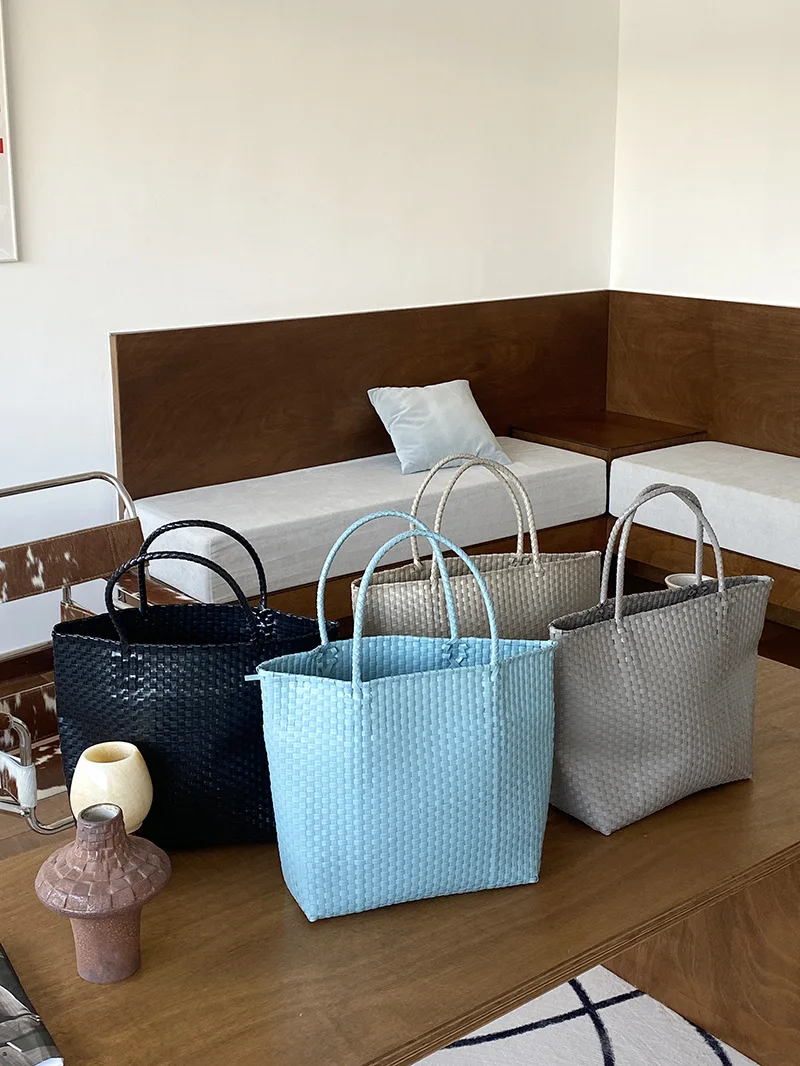 WackDaria женская красочная вязаная большая сумка из ПВХ ручной работы, повседневная пляжная сумка для отдыха, большой размер