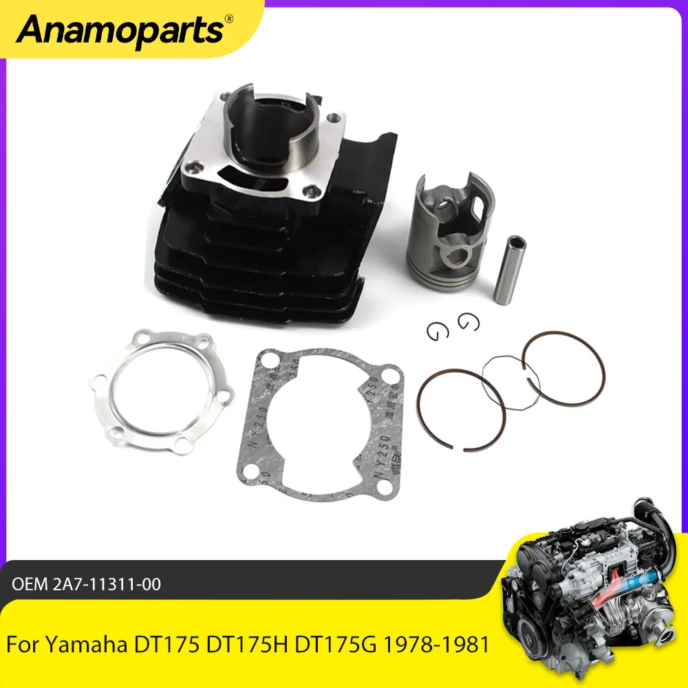 

Motor Parts Cylinder 66mm Piston Gasket Top End Rebuild Kit For Yamaha DT175 DT175H DT175G 1978-1981 2A7-11311-00