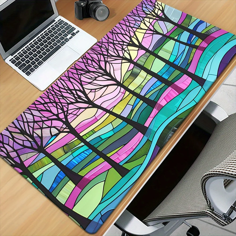 

Rainbow Glass Grove Mouse Pad Gaming Desk Mat Non Slip Rubber Base Large Mouse Pad for PC Laptop Keyboard