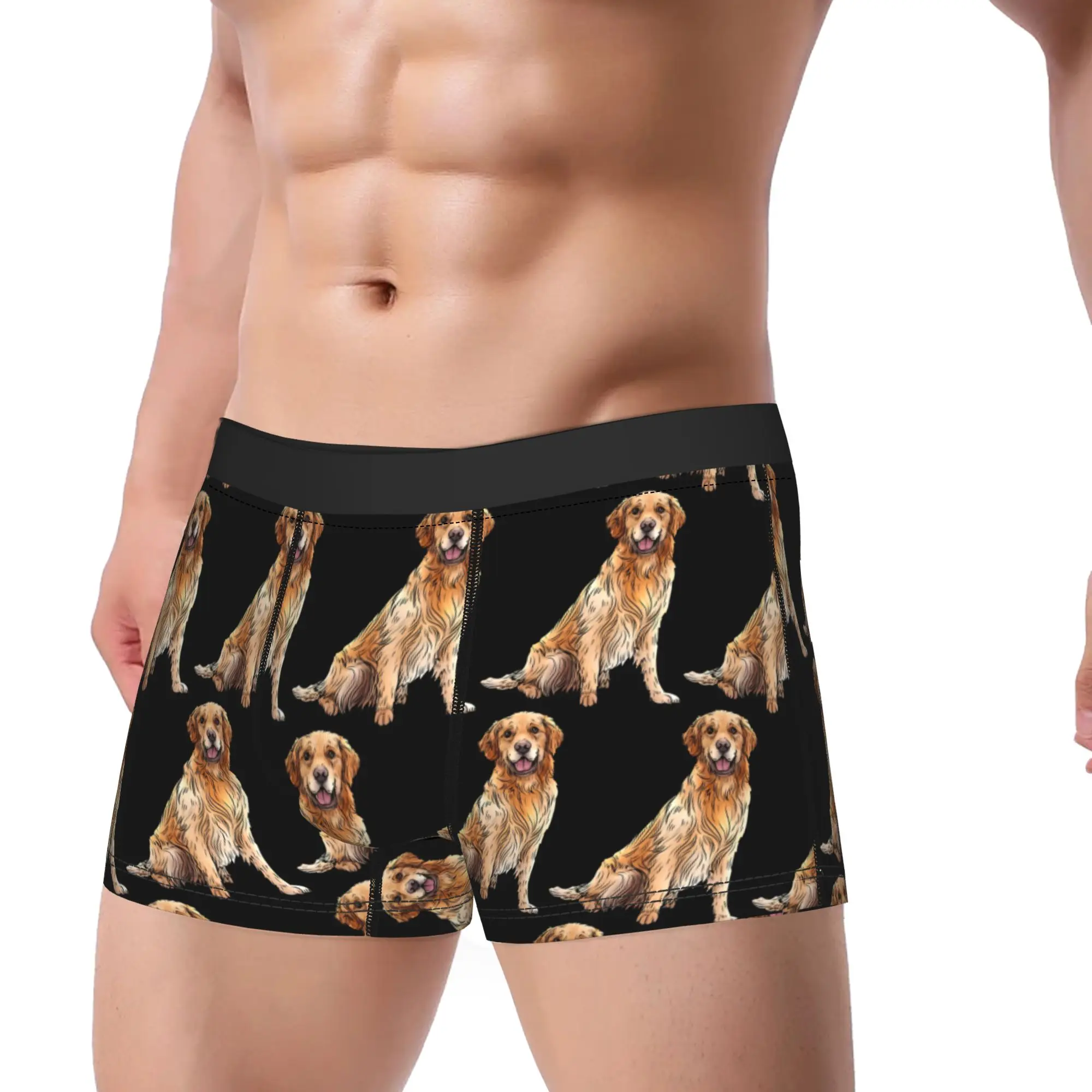 Golden Retriever Dog Underwear  Print Boxer Shorts High Quality Men Panties Funny Boxer Brief Birthday Present