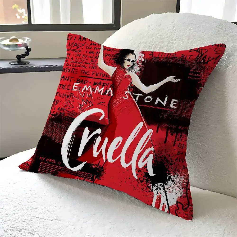 

C-CRUELLA EMMA STONE Classic Film Pillowcase Toon Gift Cushion Cover Bedroom Home Sofa Chair Seat Decor Pillow Case