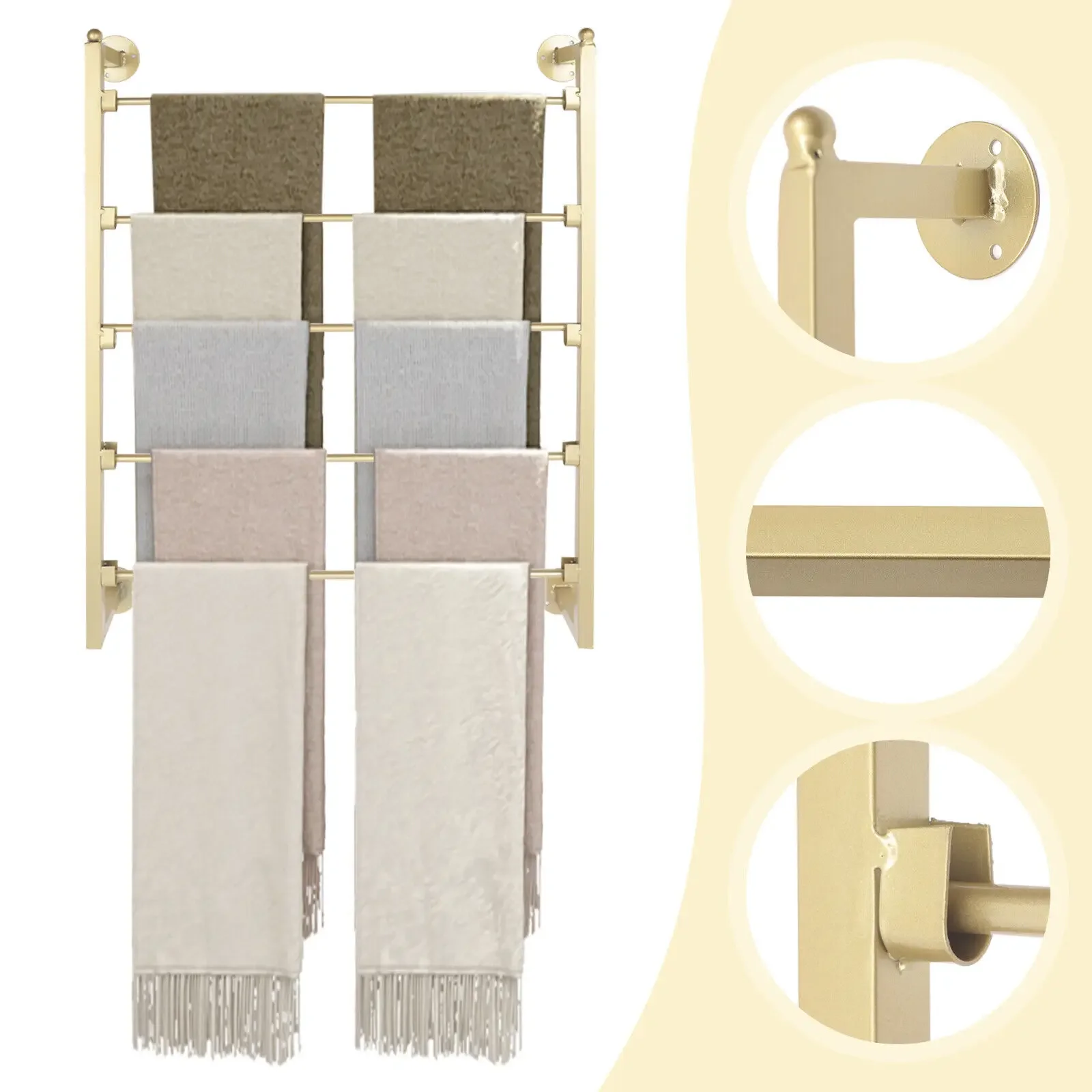 

Wall Mount Metal Scarf Organizer Rack Hat Bag Hook Stand Gold USA Modern Elegant Luxury Decorative Ceiling Mount