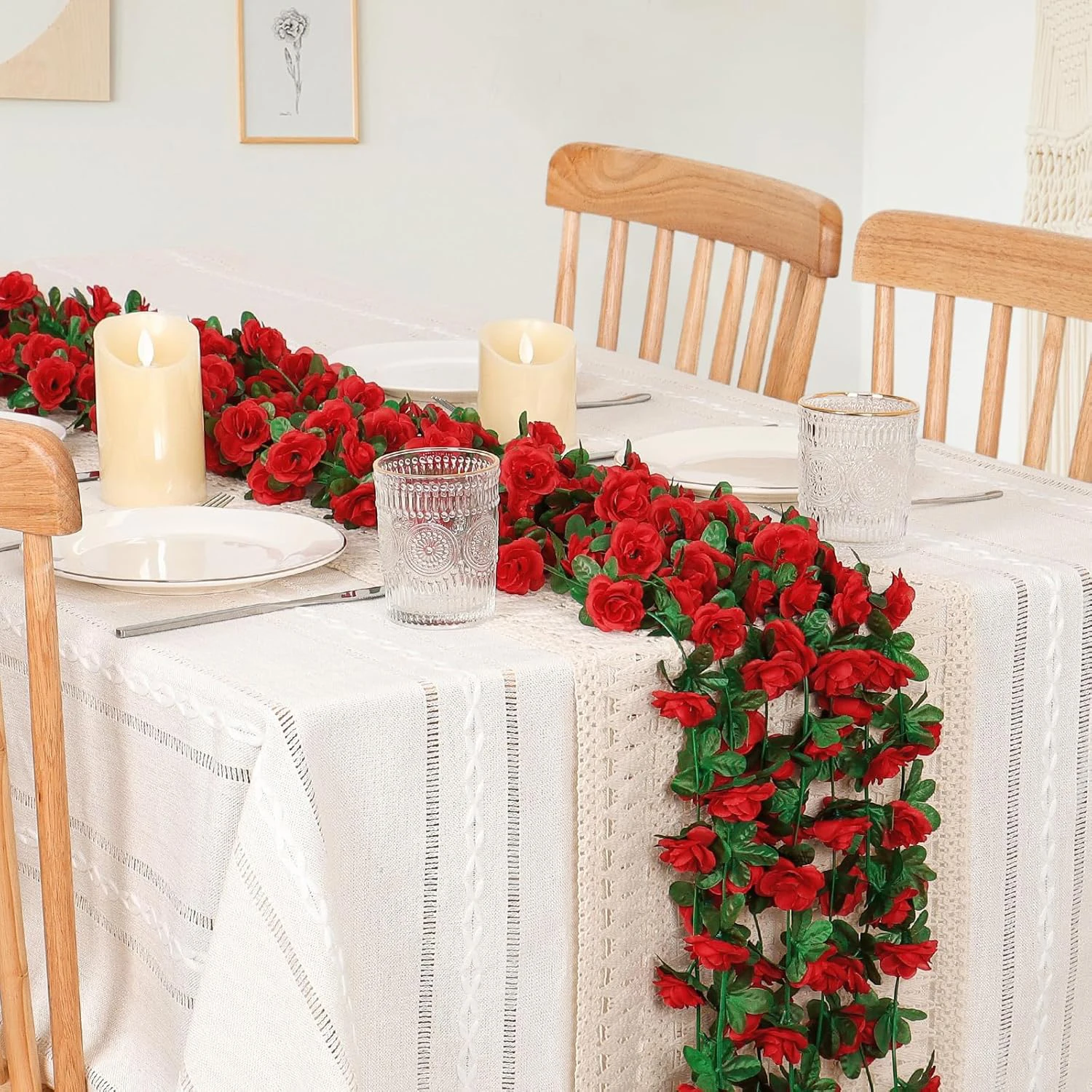 Guirlande de roses artificielles pour mariage, festival, décoration de table, mur extérieur, jardin, bricolage, cadeaux de haute qualité pour fêtes