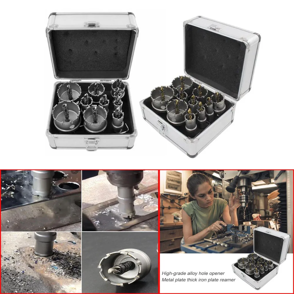 

New 16-53mm TCT Hole Saw Drill Bit Sets Alloy Carbide Cobalt Cutter Stainless Steel Plate Iron Metal drill