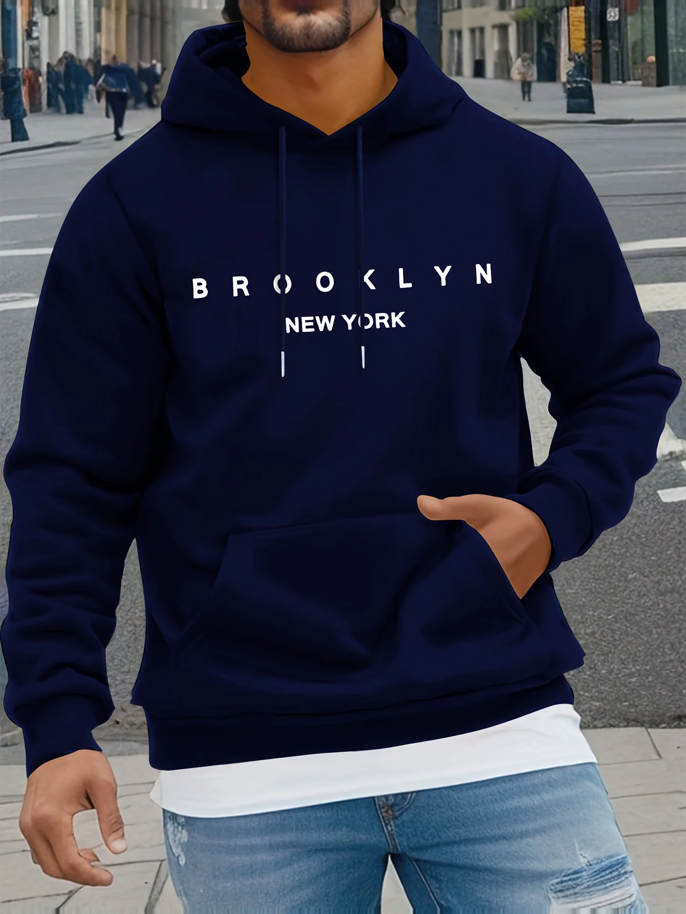 

BROOKLYN NEW YORK Классический буквенный принт Мужчины Женщины Толстовка с капюшоном Осень Зима Открытый отдых Фитнес Повседневная теплая толстовка