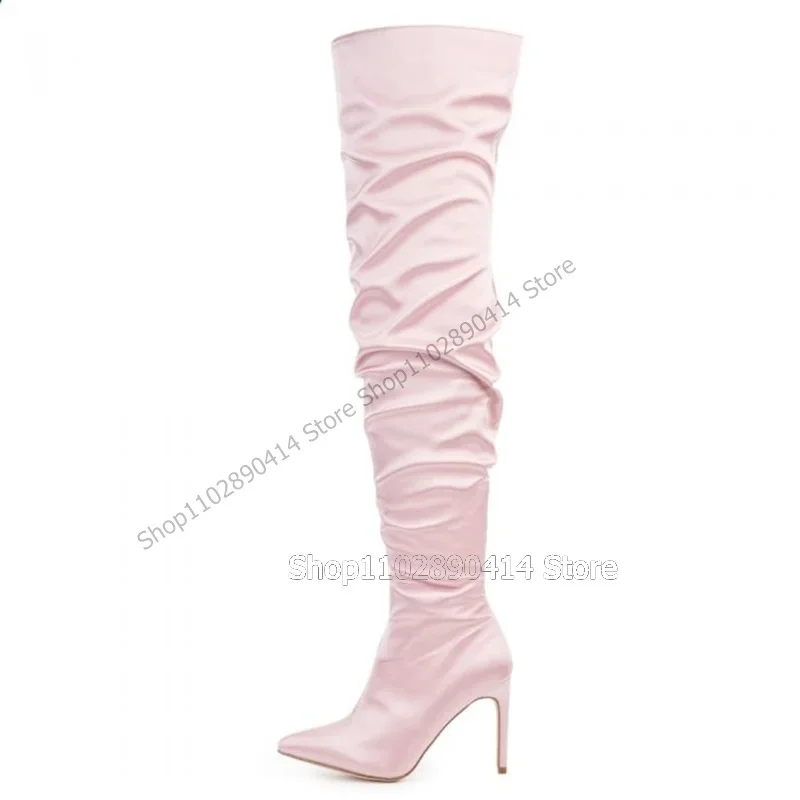 الأرجواني الأحمر الوردي مطوي تصميم أشار تو الأحذية الجانب سستة النساء أحذية رقيقة عالية الكعب موضة الحفلات 2023 Zapatos Para Mujere