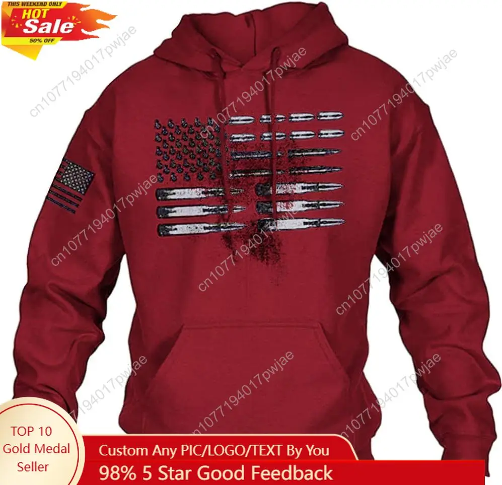 

Vdnerjg Mens Hoodies Long Sleeve American Flag Graphic Drawstring Hooded Pullover Sweatshirts