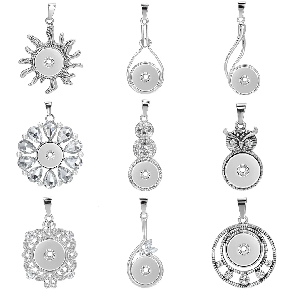 New Snap Button Jewelry Pendant Metal Flower Cross 18mm Snap Button Pendant DIY Snap Jewelry