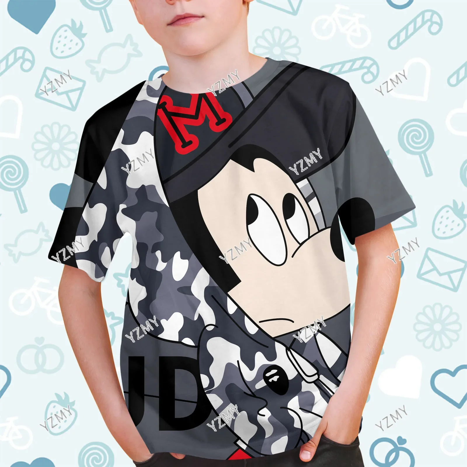 Camiseta 3d de Mickey Mouse de Disney para niñas y niños, camisetas gráficas de dibujos animados de Mickey Mouse, camiseta bonita de Anime 2024