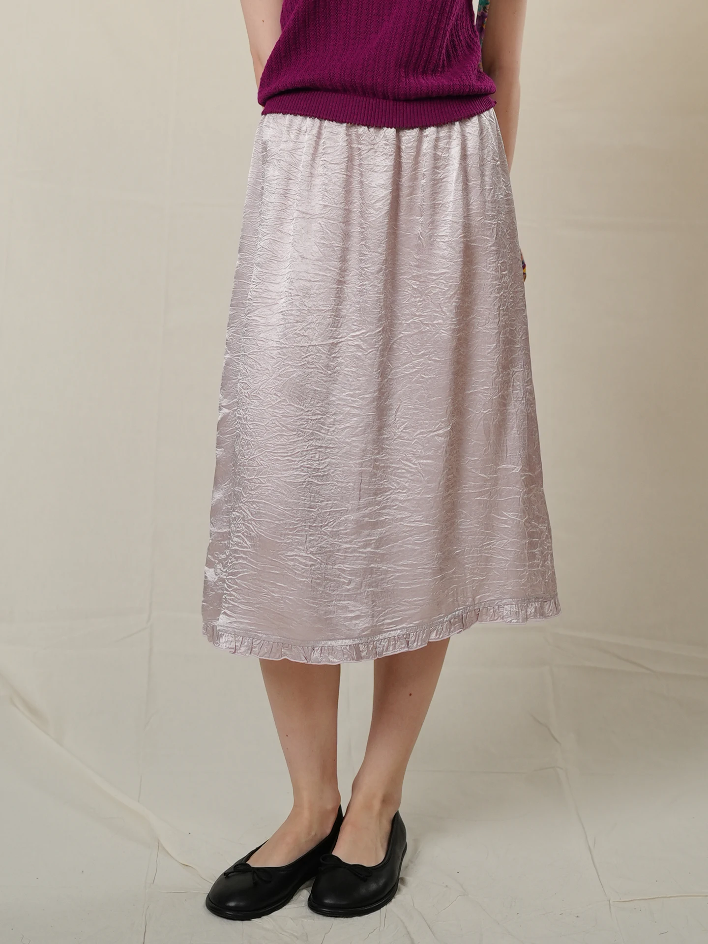 

Retro MarchNoon Acetate Half Skirt Elastic Waist Pleated Basic Straight mid Skirt Lace Half Skirt Breathable Skin-Friendly