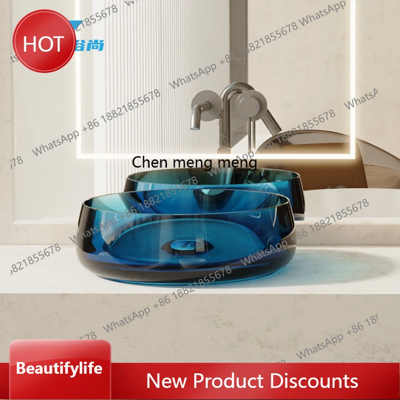 

zq10 Crystal basin household artificial stone face wash transparent resin table basin art hand wash basin