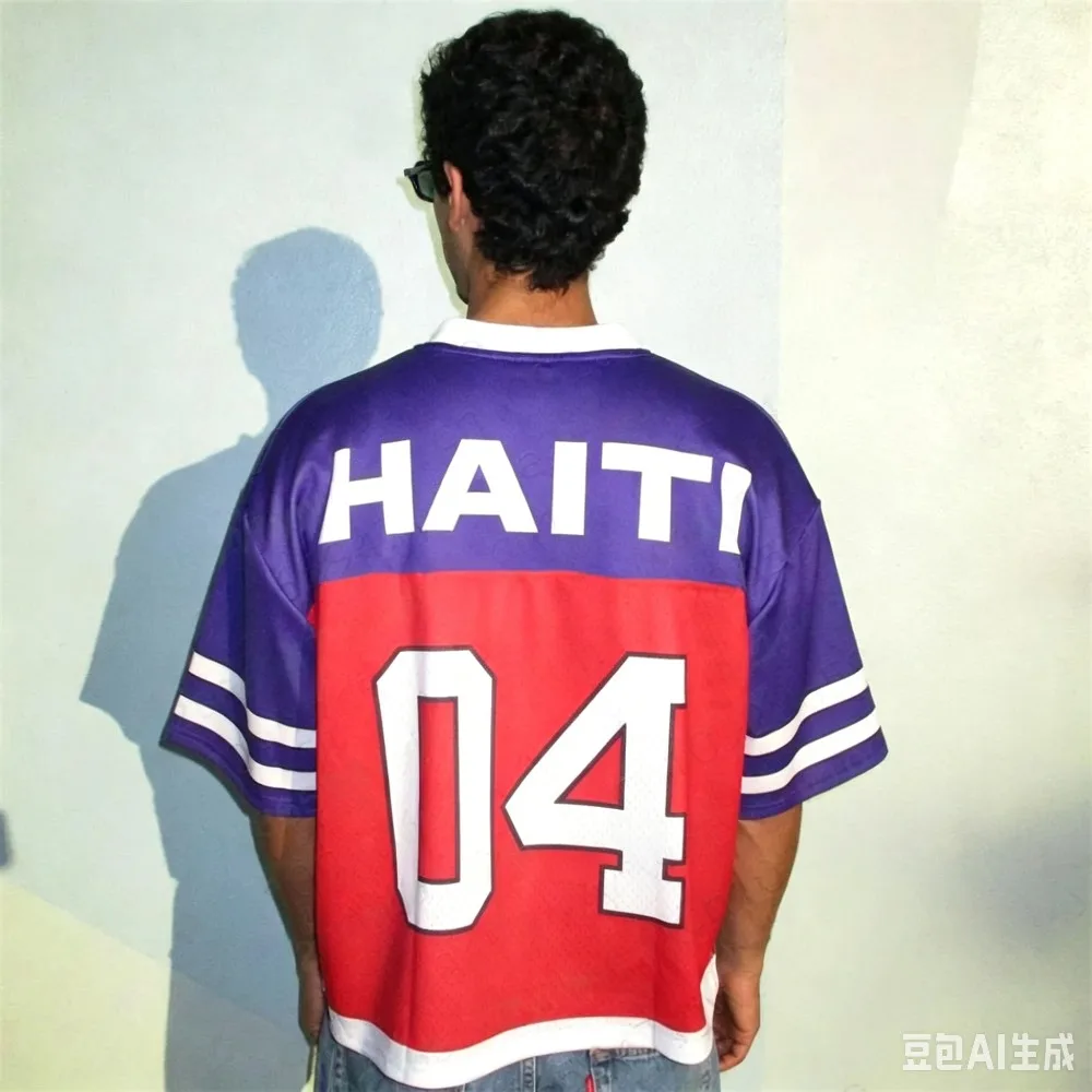 Haiti 1804 Oversized Football Jersey Men'S Fashion Street Wear Short Sleeve Y2k Top Summer Men'S and Women'S T-Shirts Streetwear