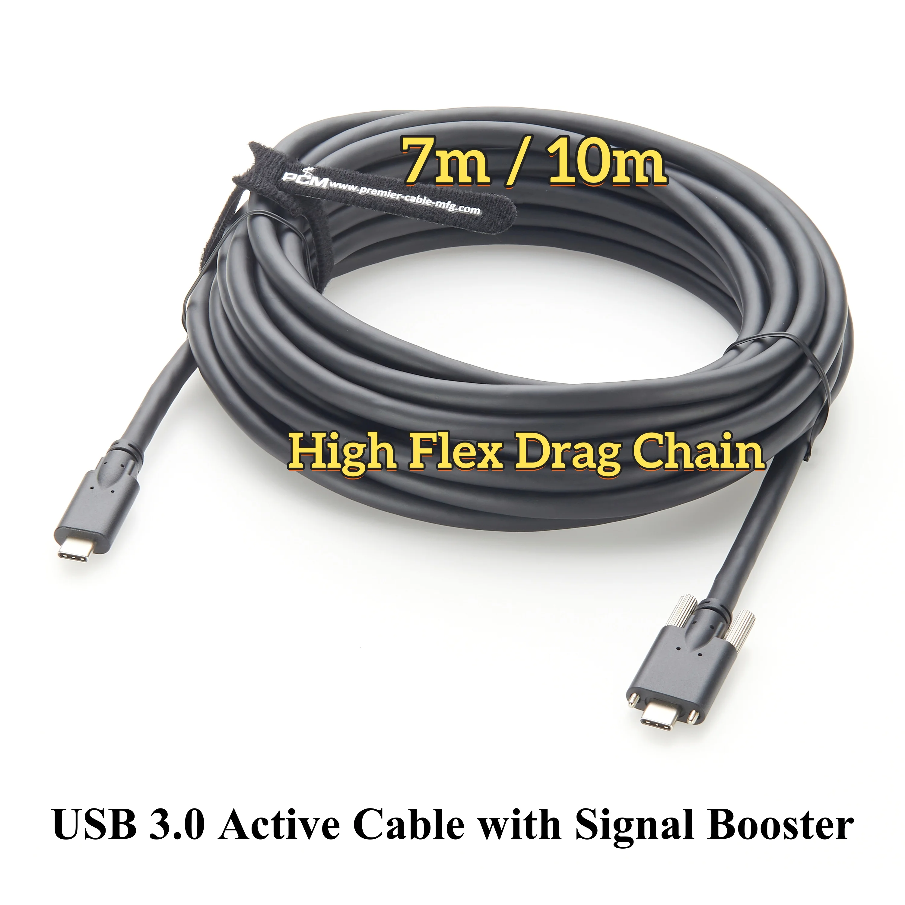 USB3.0 Active Extension Cable with Signal Booster USB3.1 Type-C to C Dual Screw Lock Panel Mount High Flex Drag Chain Data Cable
