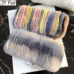 New Women Real Rex Rabbit Fur Headbands Warm Handmade Good Elastic Real Rex Rabbit Fur Scarf Natural Rex Rabbit Fur Ring Scarves