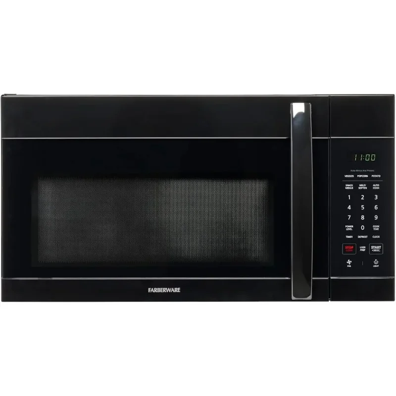 Farberware Over-the-Range Forno de microondas, 1.7 Cu Ft Máquina de cozinha multi-estágio, 1000W Auto Reaquecimento, Derreter, Suave Característica, Preto