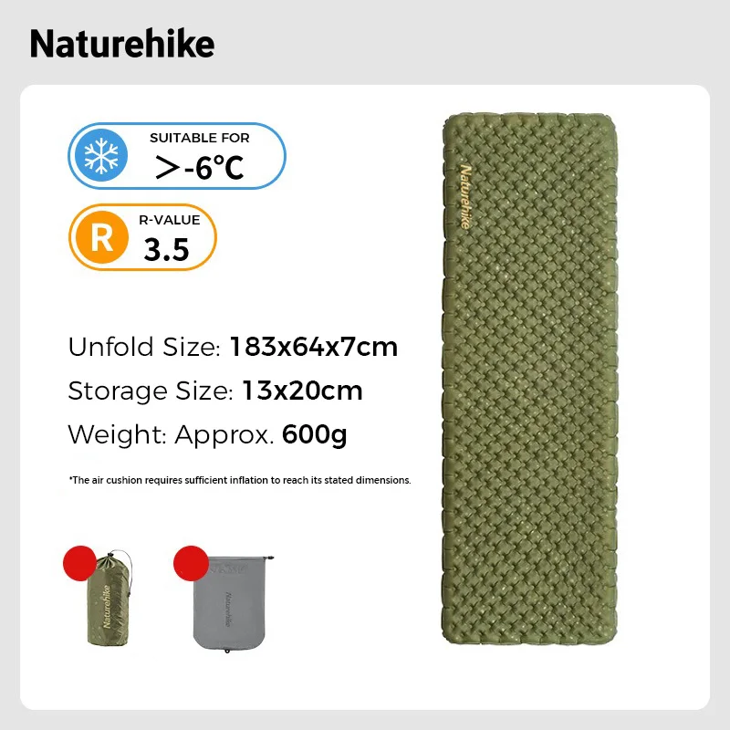 Naturehike Aufblasbare Matratze 2-Personen-Campingmatte Outdoor Ultraleichte 1-Personen-Isomatte 3,5 R-Wert Luftkissen-Reisematte 7