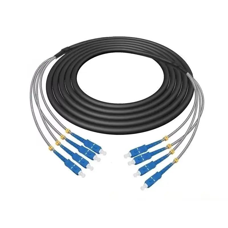 

outdoor patch cord 120m 2/4 cores 7.0mm 2C 4C CPRI LC SC FC APC SM DVI waterproof FTTH jumper optical fiber armored cable 2 core