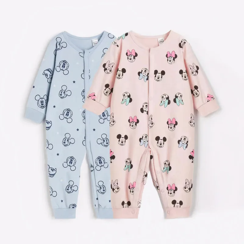 Cute Mickey Minnie Rompers Spring Autumn Baby Cotton Long Sleeve Jumpsuit Infant Clothes